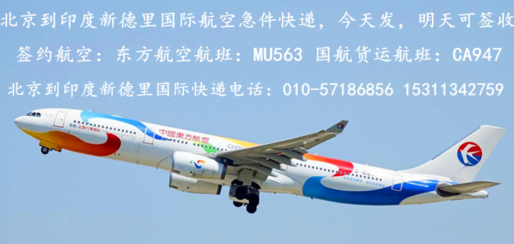 北京到印度新德里国际快递飞机
